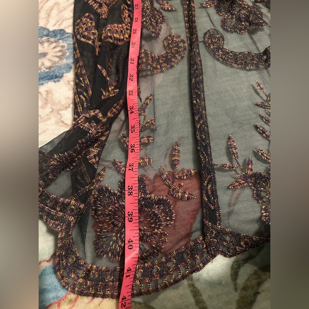 Altar'd State Elegant Navy and Pink Embroidered Maxi Dress - Picture 11 of 11